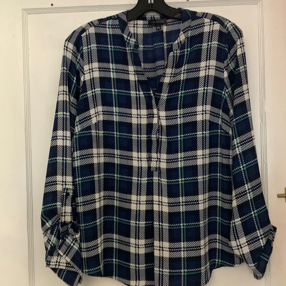 Medium long sleeve polyester blue  plaid shirt